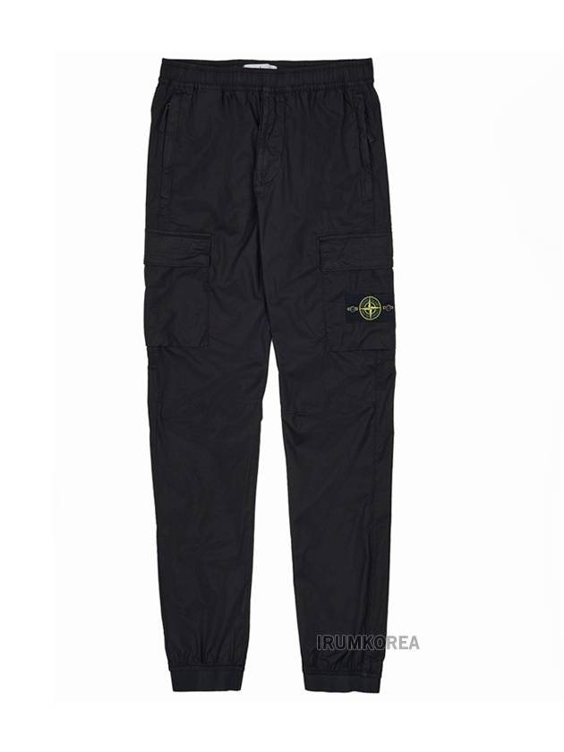 Stretch Cotton Tela Paracadute Straight Pants Black - STONE ISLAND - BALAAN 2