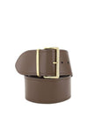 Logo Engraved Buckle Calfskin Belt Brown - MIU MIU - BALAAN 2