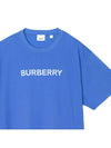 Logo-Print Cotton Short-Sleeve T-Shirt Blue - BURBERRY - BALAAN 5