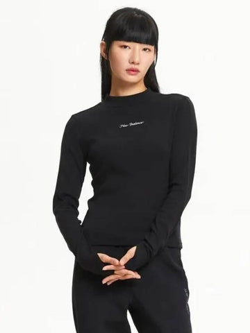 NBNDE4W902 WOMEN Mock neck long sleeve t shirt BLACK - NEW BALANCE - BALAAN 1