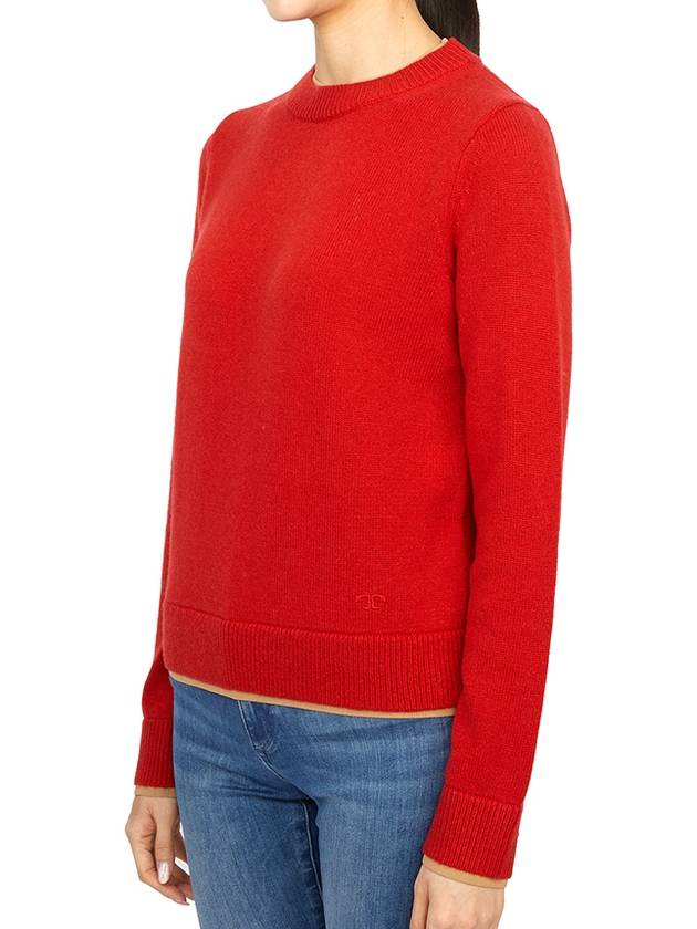 Double Layer Cashmere Crewneck Knit Top Red - TORY BURCH - BALAAN 3