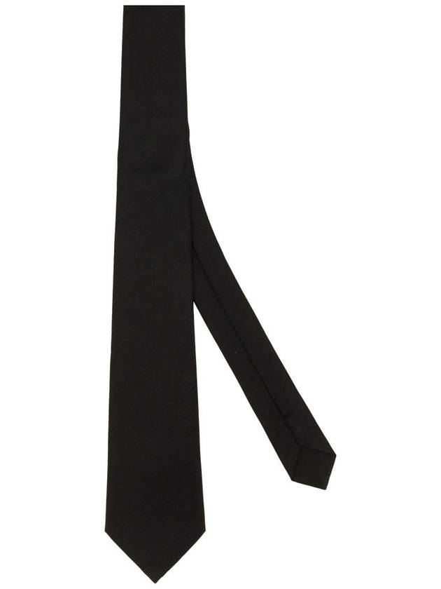 Large Striped Jacquard Silk Tie Black - SAINT LAURENT - BALAAN 3