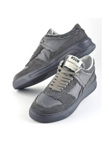 FG-1 Logo Leather Low Top Sneakers Grey - MSGM - BALAAN 1