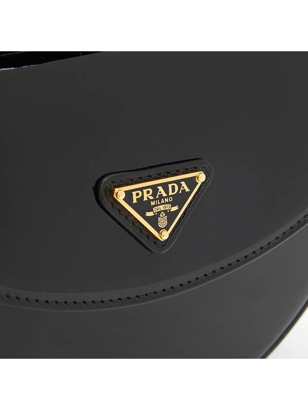 Logo Plaque Leather Cross Bag Black - PRADA - BALAAN 8