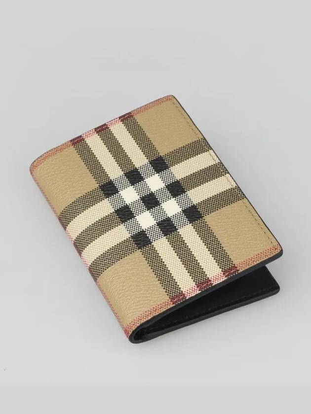 Vintage Check Leather Half Wallet Beige - BURBERRY - BALAAN 3