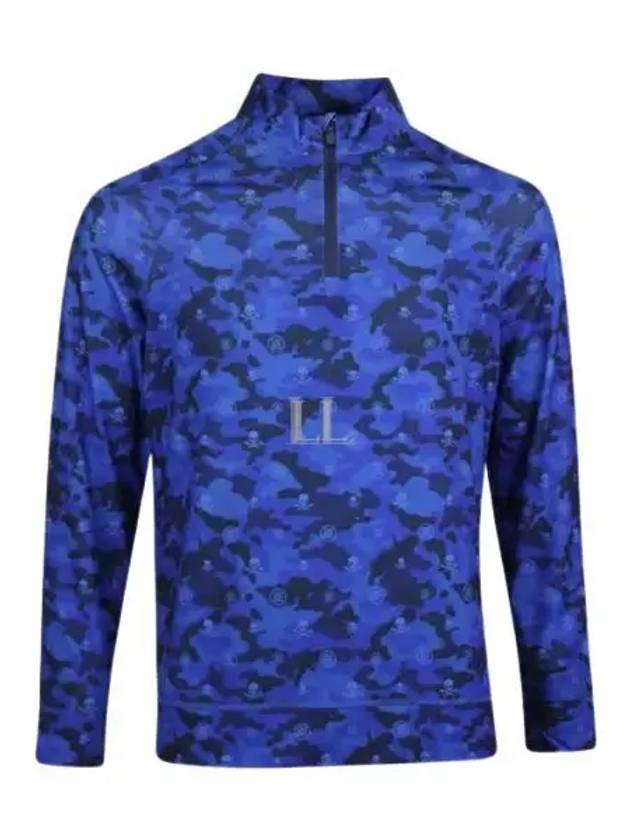 Men's Luxe Staple Camo Quarter Zipper Long Sleeve T-Shirt Blue - G/FORE - BALAAN 2