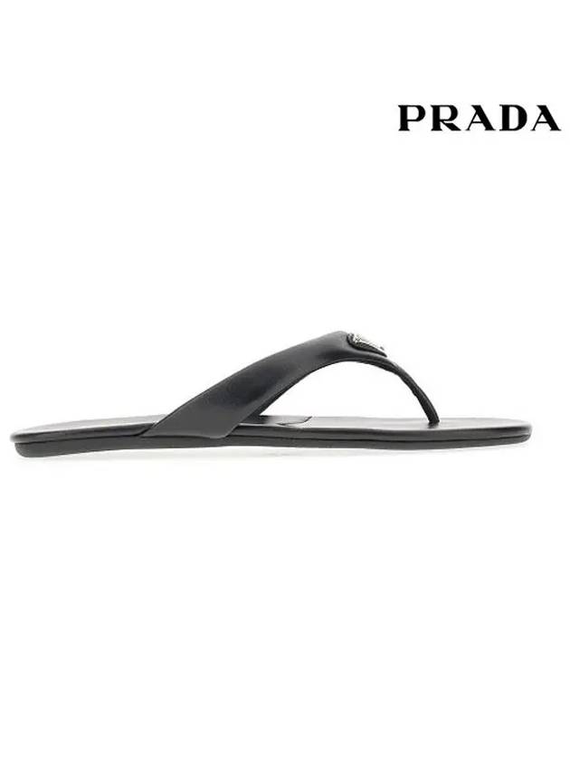 Triangle Logo Flip Flops Black - PRADA - BALAAN 5