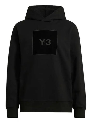 Square Logo Print Cotton Hood Black - Y-3 - BALAAN 1