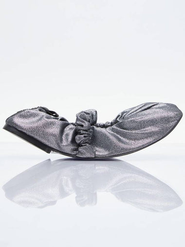 Scrunch Ballerina Flat Shoes Silver - GANNI - BALAAN 1