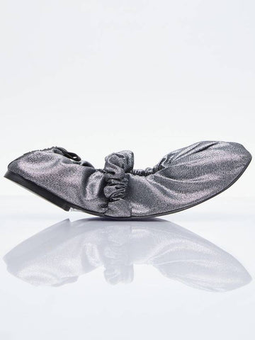 Scrunch Ballerina Flat Shoes Silver - GANNI - BALAAN 1