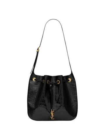 Paris VII Medium Embossed Shoulder Bag Black - SAINT LAURENT - BALAAN 1