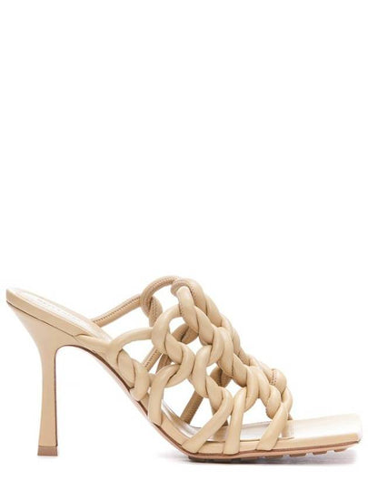 Stretch Braid Sandals Heel Beige - BOTTEGA VENETA - BALAAN 2