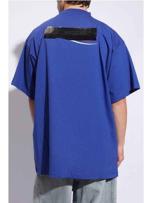 Gaffer Political Campaign Short Sleeve T-Shirt Blue - BALENCIAGA - BALAAN 3