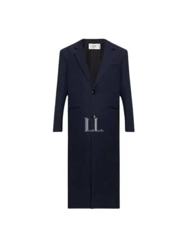 Tailored Wool Single Coat Dark Blue - AMI - BALAAN 2