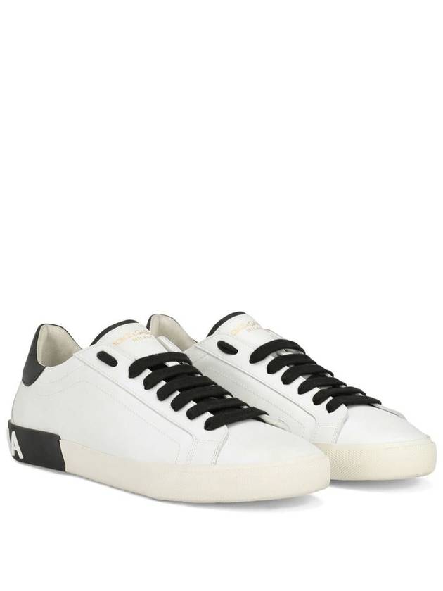 Calfskin Portofino Vintage Sneakers White Black - DOLCE&GABBANA - BALAAN 3