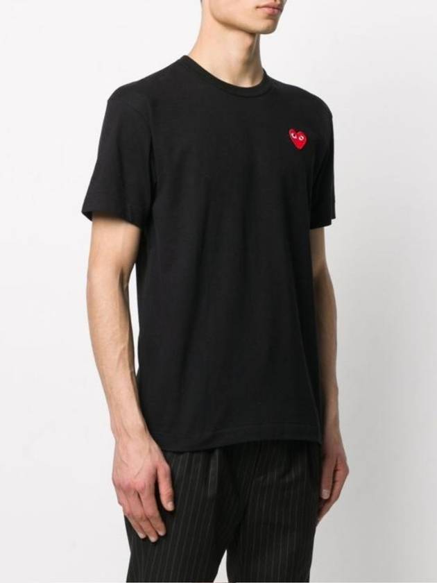 Play Red Heart Waffen Short Sleeve T-Shirt Black P1 T108 1 - COMME DES GARCONS PLAY - BALAAN 5