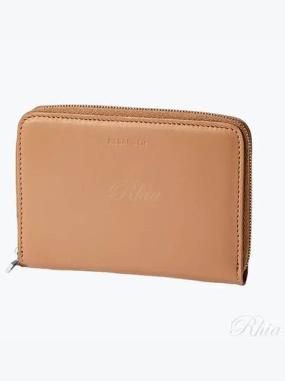 Zip-up Around Leather Card Wallet Beige Brown - JIL SANDER - BALAAN 2