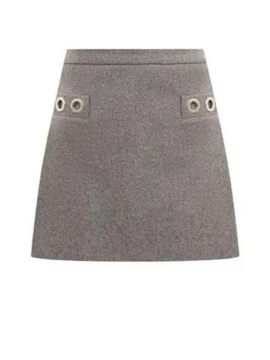 Eyelet Wool Mini A-Line Skirt Grey - MSGM - BALAAN 1