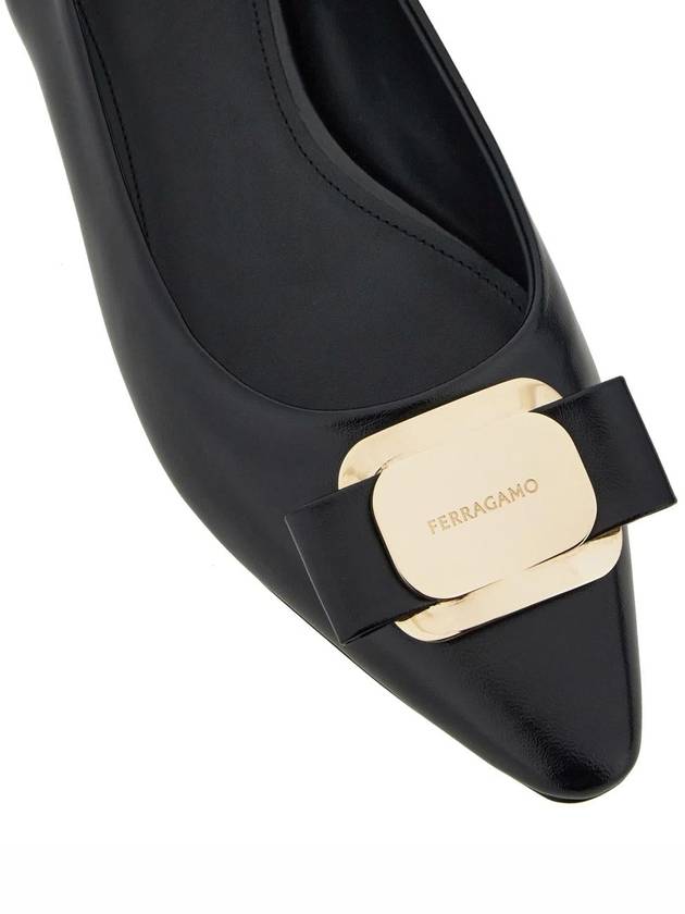 New Vara Plate Ballet Flat Black - SALVATORE FERRAGAMO - BALAAN 4