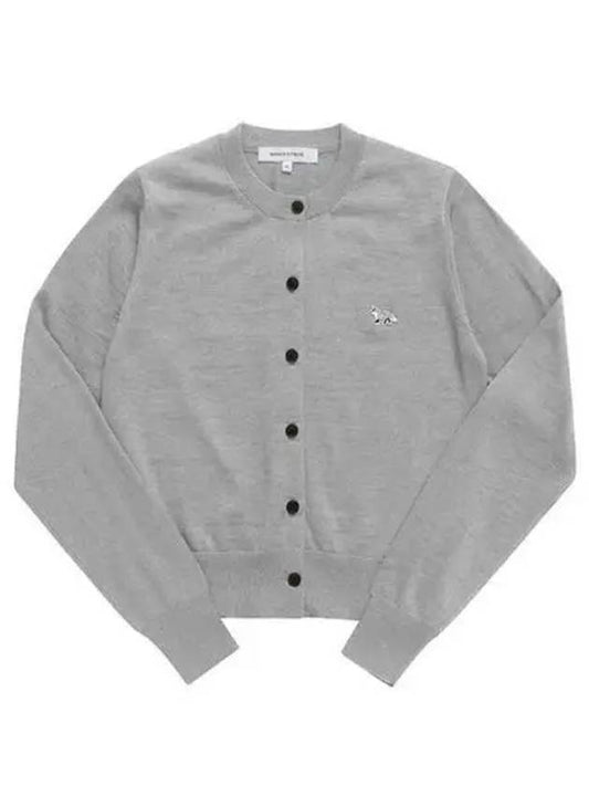 Baby Fox Patch Regular Cardigan Grey Melange - MAISON KITSUNE - BALAAN 2