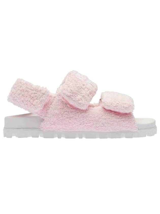 Women's Logo Terry Cotton Strap Sandals Pink - MIU MIU - BALAAN.