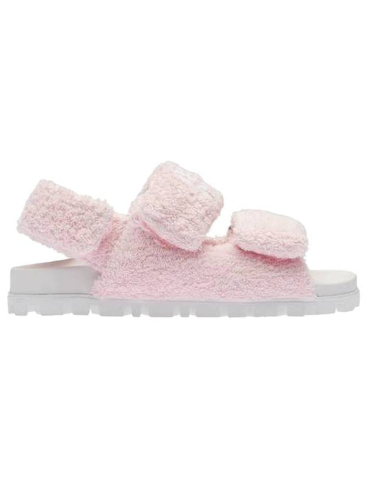 Women's Terry Cloth Logo Sandals Pink - MIU MIU - BALAAN 1