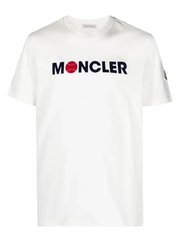 Front Logo Short Sleeve TShirt Ivory Men's TShirt 8C00008 829HP 034 - MONCLER - BALAAN 1