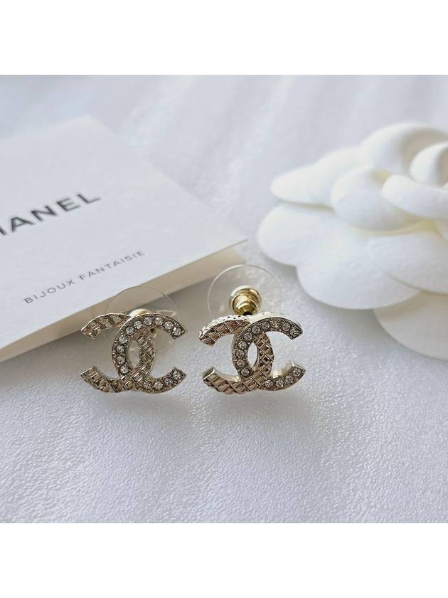 CC logo quilted earrings crystal gold ABB974 - CHANEL - BALAAN 10