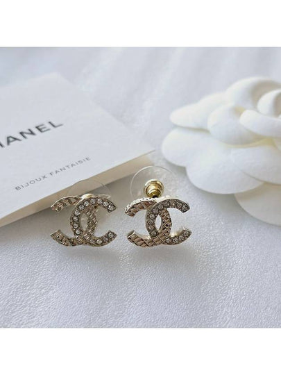 CC logo quilted earrings crystal gold ABB974 - CHANEL - BALAAN 2