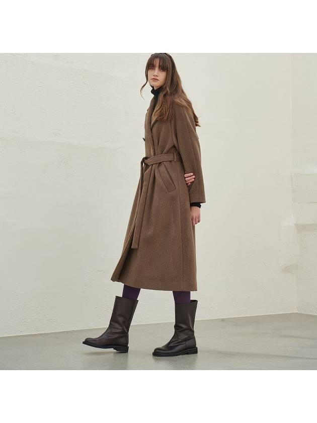 Women's Cashmere Pintuck Double Coat Brown - MITTE - BALAAN 5