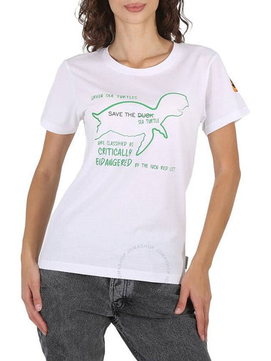 Save The Duck Ladies White Vivian Turtle Print T-shirt, Brand Size 0 (X-Small) - SAVE THE DUCK - BALAAN 1