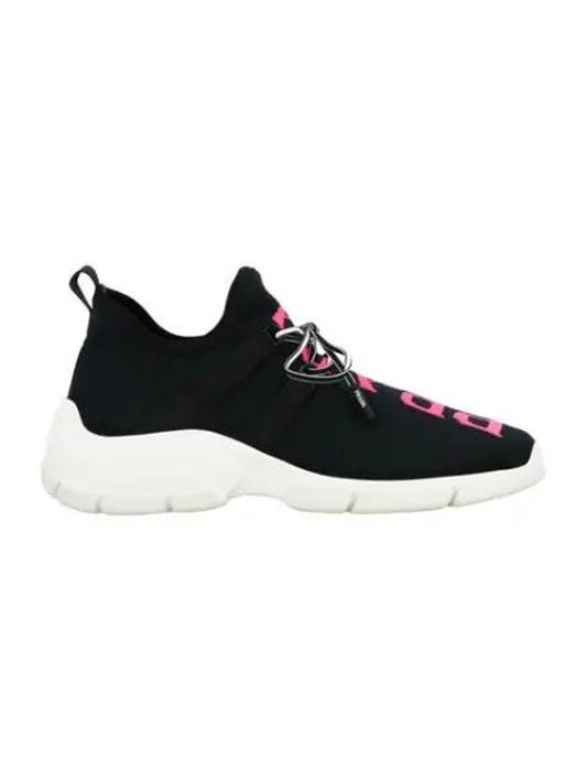 logo knit low top sneakers black pink - PRADA - BALAAN 2