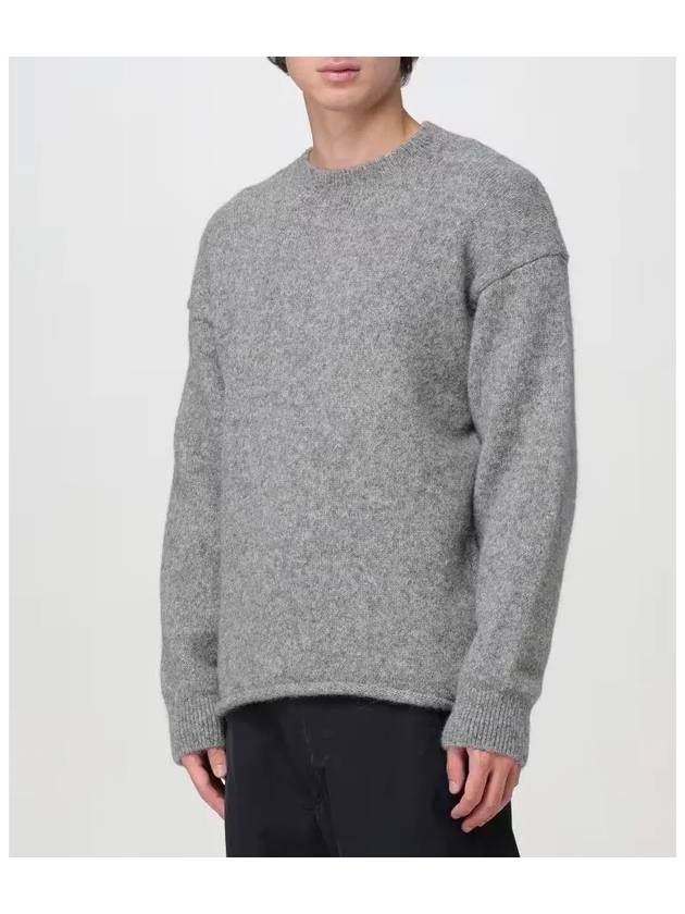 Le Pull Logo Crew Neck Alpaca Wool Knit Top Grey - JACQUEMUS - BALAAN 5