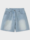 Damaged Striped Denim Short Light Blue - NOIRER FOR WOMEN - BALAAN 8