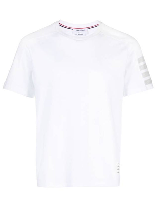 4-Bar Striped Cotton Short Sleeve T-Shirt White - THOM BROWNE - BALAAN 2