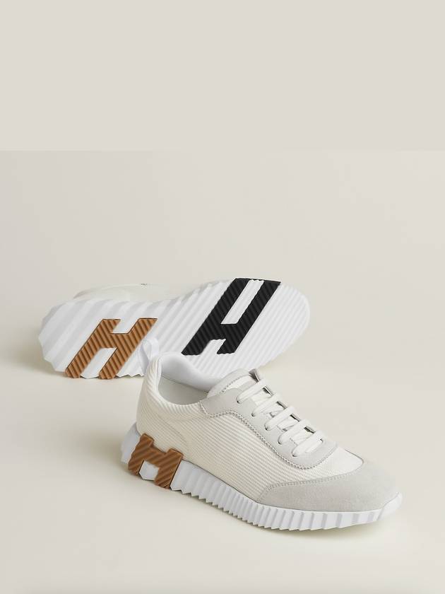 Bouncing Mesh Suede Goatskin Low Top Sneakers Blanc - HERMES - BALAAN 2