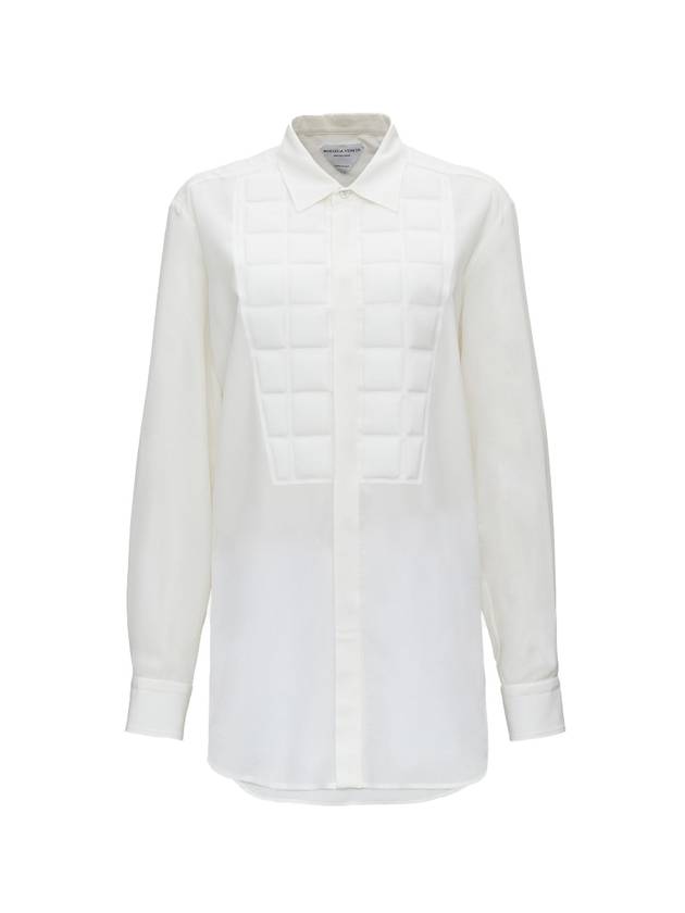 Women's Quilted Panel Silk Shirt White - BOTTEGA VENETA - BALAAN 1