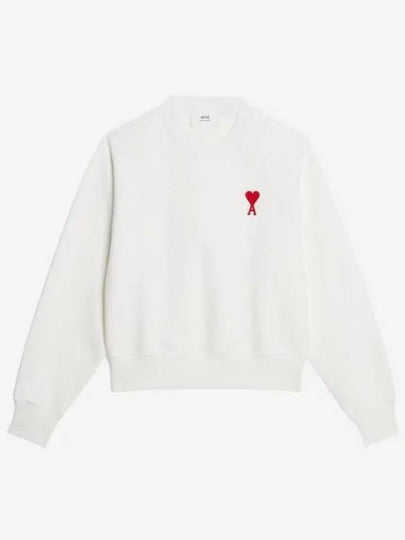 Heart Logo Cotton Sweatshirt White - AMI - BALAAN 2