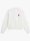 Heart Logo Cotton Sweatshirt White - AMI - BALAAN 3