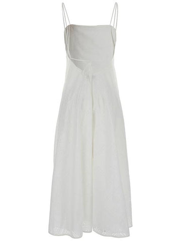 Midi White Dress With Embroidery In Cotton Woman - TORY BURCH - BALAAN 1