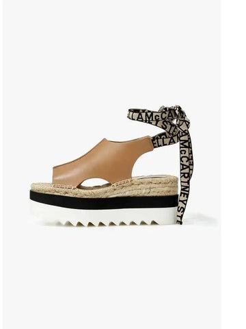 STELLA McCARTNEY GAIA Peep Toe Platform Espadrille Brown - STELLA MCCARTNEY - BALAAN 1