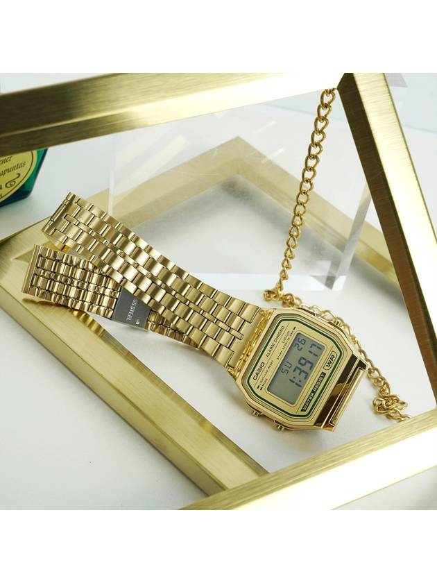 Classic Gold Green Signature Electronic Metal Watch - CASIO - BALAAN 4