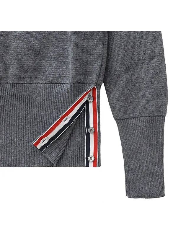 Milano Stitch Crewneck 4-Bar Cotton Crepe Knit Top Grey - THOM BROWNE - BALAAN 6