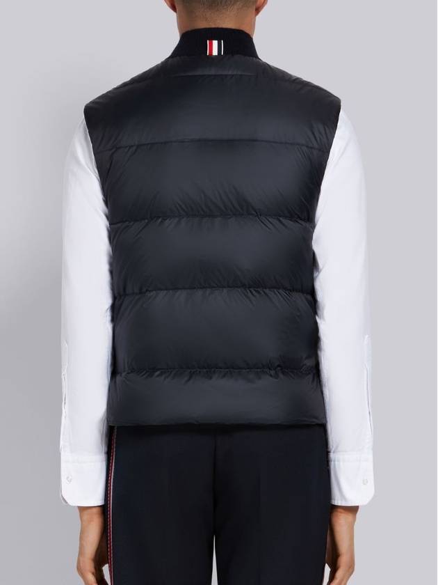 Men's Matte Diagonal Nylon Down Padded Vest Navy - THOM BROWNE - BALAAN 5