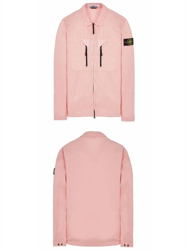 Wappen Patch Old Treatment Zip-Up Overshirt Pink - STONE ISLAND - BALAAN 5