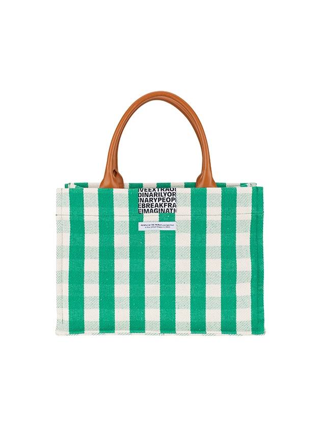 Gingham Check Middle Tote Bag Green - PEOPLE OF THE WORLD - BALAAN 4