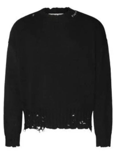 Embroided Logo Distressed Knit Top Black - MARNI - BALAAN 2