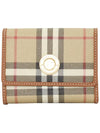 Women's Checked Leather Small Half Wallet Archive Beige - BURBERRY - BALAAN 3