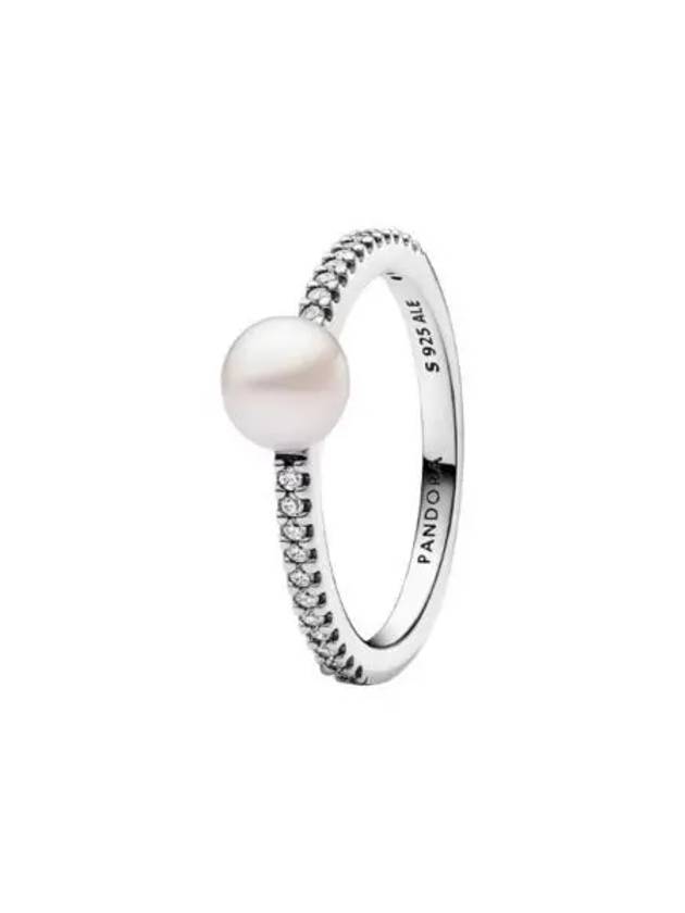 Treated Freshwater Cultured Pearl Open Pave Pearl Ring Silver - PANDORA - BALAAN 2