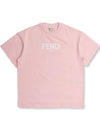 Kids Cotton Short Sleeve T-Shirt Pink - FENDI - BALAAN 3